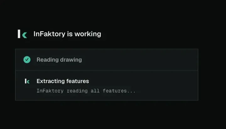 InFaktory reading a drawing and beginning feature extraction
